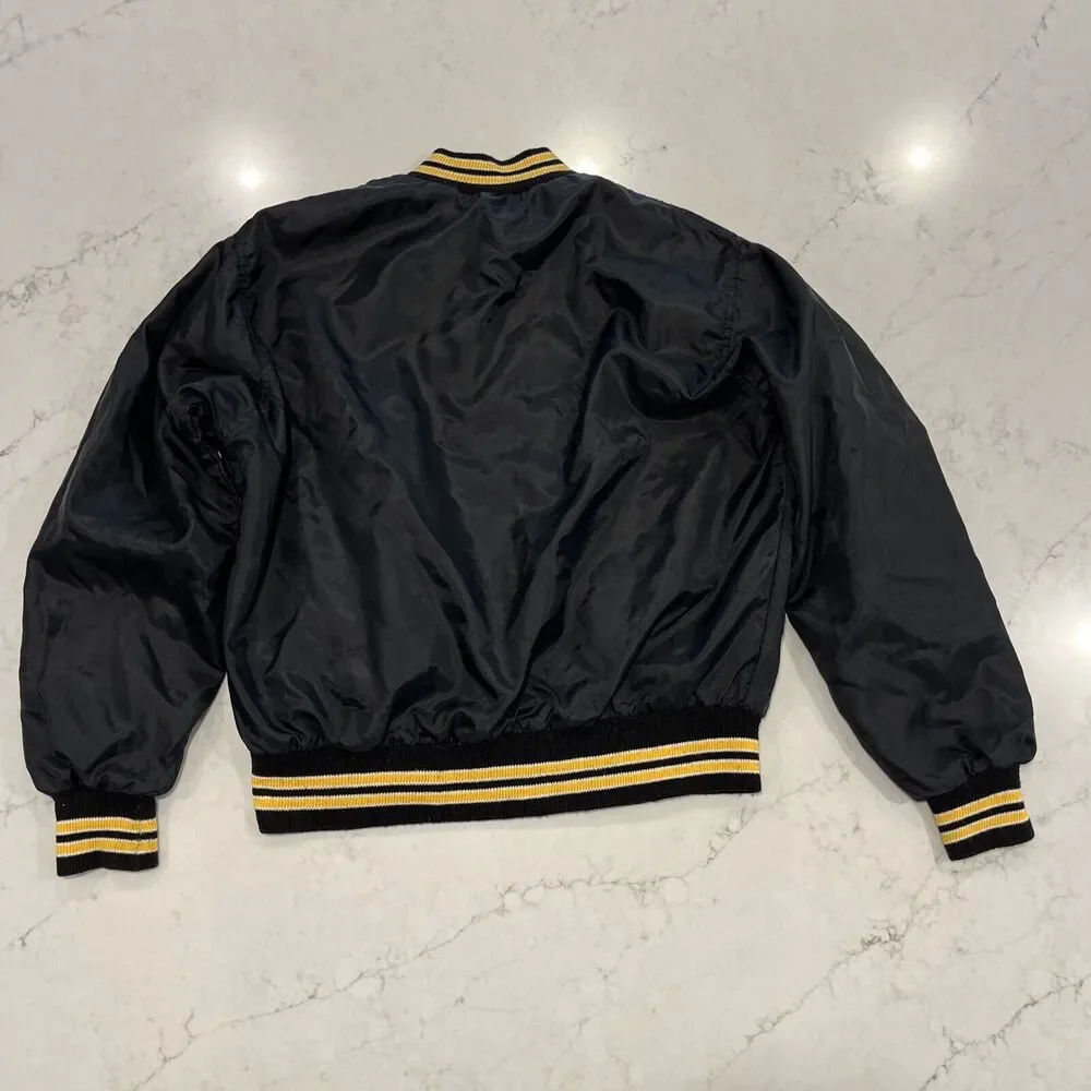 West Wind Large Vintage Nylon Stripe‎ Collar Snap Bomber Jacket 80s Champs USA